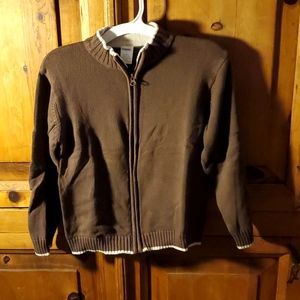 Gymboree Boys Sweater zippered. Size 7. Color brown with off white trim.
